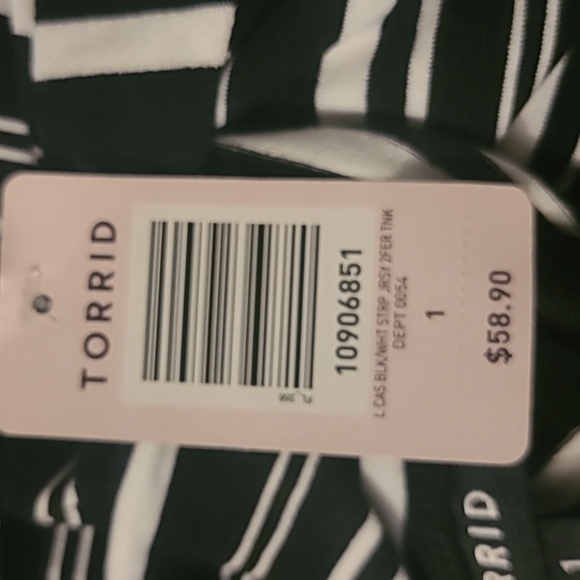 Torrid Black/White stripe Jersey 2fer Tank Dress - Picture 2 of 4